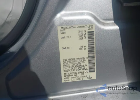 2019 Nissan Altima 2.5 Sr z USA, uszkodzony, nr VIN 1N4BL4CV0KC184720